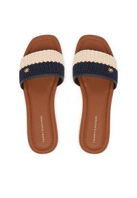 TOMMY HILFIGER - Tommy Hilfiger Klapki Flat Mule Crochet FW0FW09513 Granatowy. Kolor: niebieski. Materiał: materiał #3