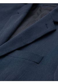 Ombre Clothing - Elegancka marynarka męska SLIM FIT z rayonem – ciemnoniebieska V3. Kolor: niebieski. Materiał: tkanina, poliester, materiał. Wzór: ze splotem. Styl: elegancki