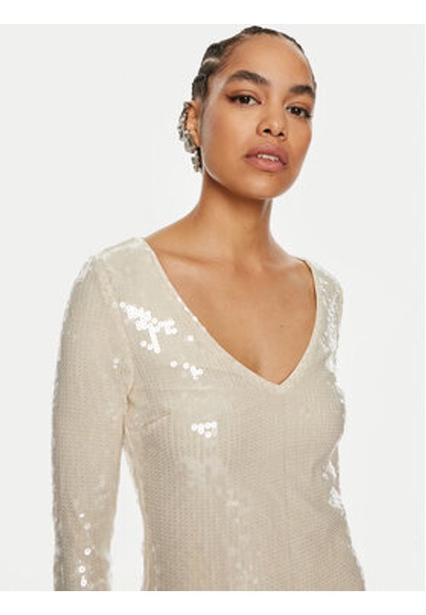 ROTATE Bluzka Georgia 112912857 Écru Regular Fit. Materiał: syntetyk