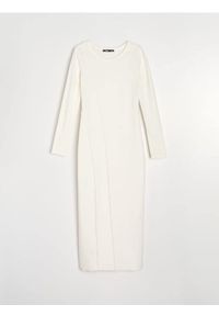 Sinsay - Sukienka dresowa midi - kremowy. Kolor: kremowy. Materiał: dresówka. Długość: midi
