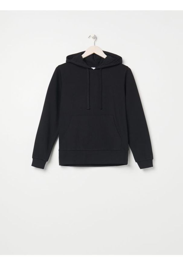 Sinsay - Bluza basic z kapturem - czarny. Typ kołnierza: kaptur. Kolor: czarny. Materiał: dresówka