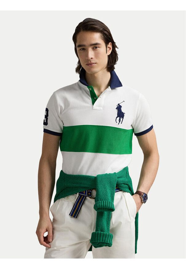 Polo Ralph Lauren Polo 710969619001 Biały Custom Slim Fit. Typ kołnierza: polo. Kolor: biały. Materiał: bawełna