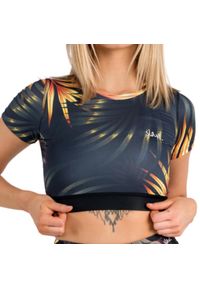 SLAVIWEAR - Koszulka sportowa fitness damski Slavi Gold Jungle. Kolor: wielokolorowy, pomarańczowy, żółty. Sport: fitness