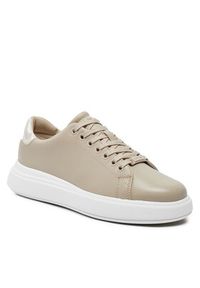 Calvin Klein Sneakersy Cupsole Lace Up Leather HW0HW01987 Beżowy. Kolor: beżowy #6