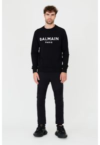 Balmain - BALMAIN Czarna bluza Printed Sweatshirt. Kolor: czarny