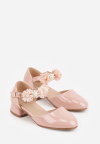 Born2be - Różowe Eleganckie Sandały Czółenka na Niskim Słupku z Kwiatową Aplikacją Hialea. Okazja: na uczelnię, na komunię. Kolor: różowy. Wzór: aplikacja, kwiaty. Styl: elegancki #6