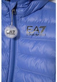 EA7 Emporio Armani kurtka puchowa dziecięca kolor niebieski. Okazja: na co dzień. Typ kołnierza: kaptur. Kolor: niebieski. Materiał: puch. Styl: casual #3