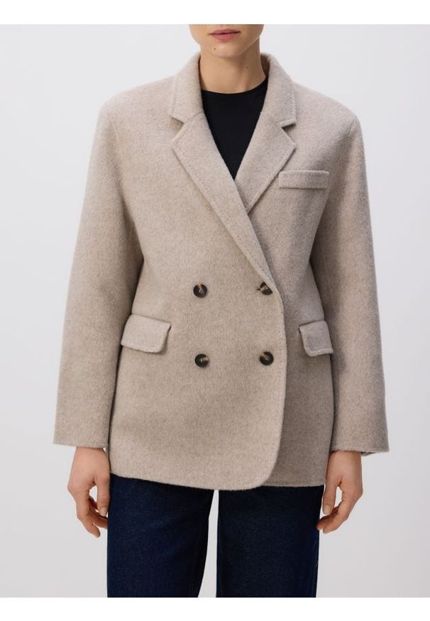 Reserved - Wełniana marynarka handmade - jasnoszary. Kolor: szary. Materiał: wełna