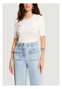 Morgan De Toi Sweter 242-MENTHE Biały Casual Fit. Okazja: na co dzień. Kolor: biały. Styl: casual #1