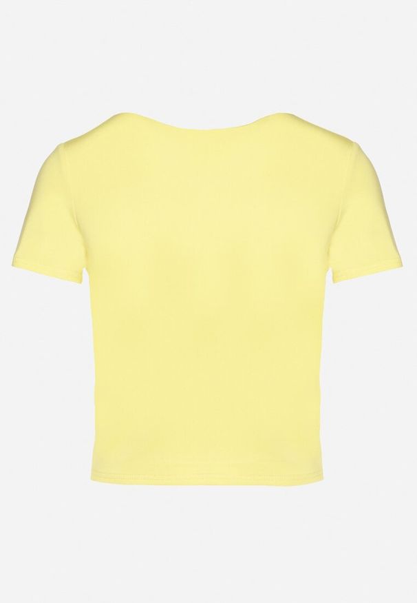 Born2be - Żółty T-shirt Krótki z Wiskozą Eframera. Okazja: na co dzień. Kolor: żółty. Materiał: wiskoza. Długość: krótkie. Styl: elegancki, klasyczny, casual