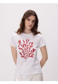 Reserved - T-shirt z nadrukiem - biały. Kolor: biały. Materiał: dzianina, bawełna. Wzór: nadruk #1