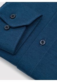 Pako Lorente - PAKO LORENTE - Granatowa dzianinowa koszula męska. Typ kołnierza: kołnierzyk włoski. Kolor: niebieski. Materiał: dzianina. Długość rękawa: długi rękaw. Długość: długie. Wzór: melanż #4