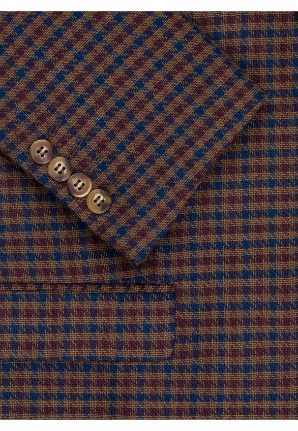 Pako Lorente - PAKO LORENTE – Brązowa marynarka w drobną kratę. Kolor: brązowy. Materiał: poliester, elastan, wiskoza. Sezon: jesień