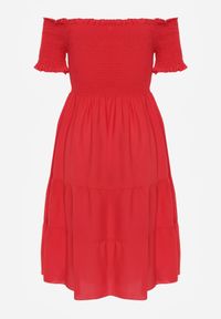 Renee - Czerwona Sukienka z Bawełny Hiszpanka Tolarelle. Okazja: na co dzień. Typ kołnierza: dekolt hiszpanka. Kolor: czerwony. Materiał: bawełna. Styl: elegancki, klasyczny, casual #7