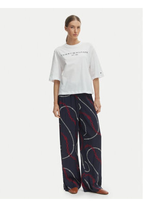 TOMMY HILFIGER - Tommy Hilfiger T-Shirt WW0WW47811 Biały Relaxed Fit. Kolor: biały. Materiał: bawełna