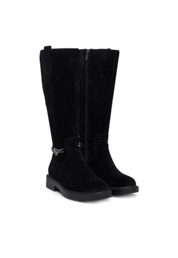 Guess Kozaki FLFYN2 LEA11 Czarny. Kolor: czarny. Materiał: zamsz, skóra