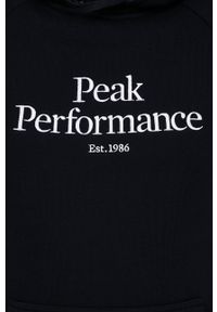 Peak Performance Bluza męska kolor czarny z kapturem gładka. Typ kołnierza: kaptur. Kolor: czarny. Materiał: dzianina, bawełna. Długość rękawa: raglanowy rękaw. Wzór: gładki
