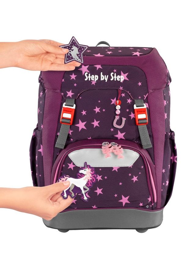 Step by Step - Step By Step Grade Unicorn. Materiał: materiał. Wzór: aplikacja, paski, kropki. Styl: retro