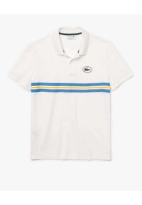Lacoste - LACOSTE - Biała koszulka polo z paskami Regular Fit. Typ kołnierza: polo. Kolor: biały. Materiał: bawełna. Styl: klasyczny #2