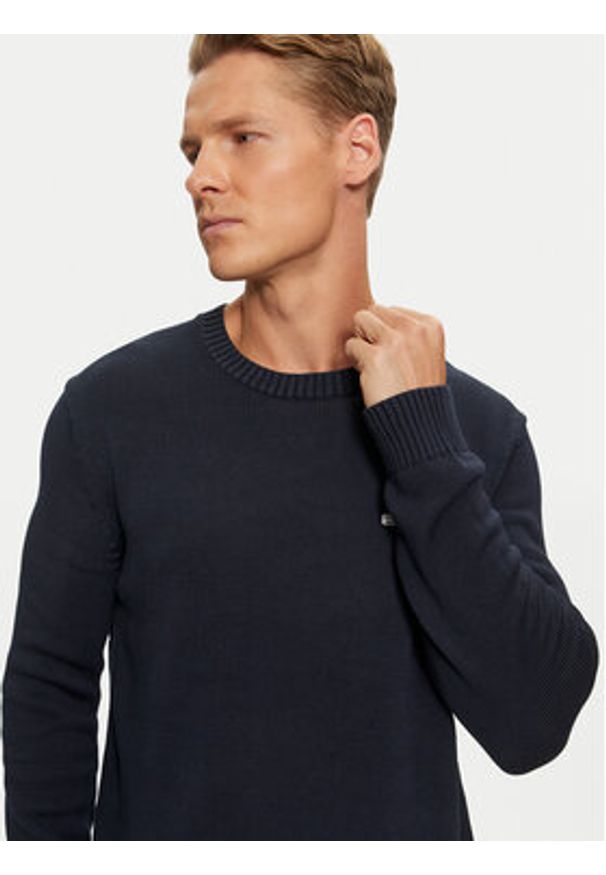Tommy Jeans Sweter Essential DM0DM18370 Granatowy Slim Fit. Kolor: niebieski. Materiał: bawełna