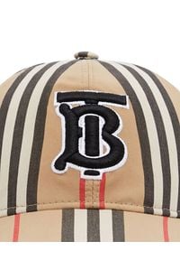Burberry - BURBERRY - Beżowa czapka z daszkiem. Kolor: beżowy. Materiał: jeans, bawełna, dresówka. Wzór: paski. Styl: casual