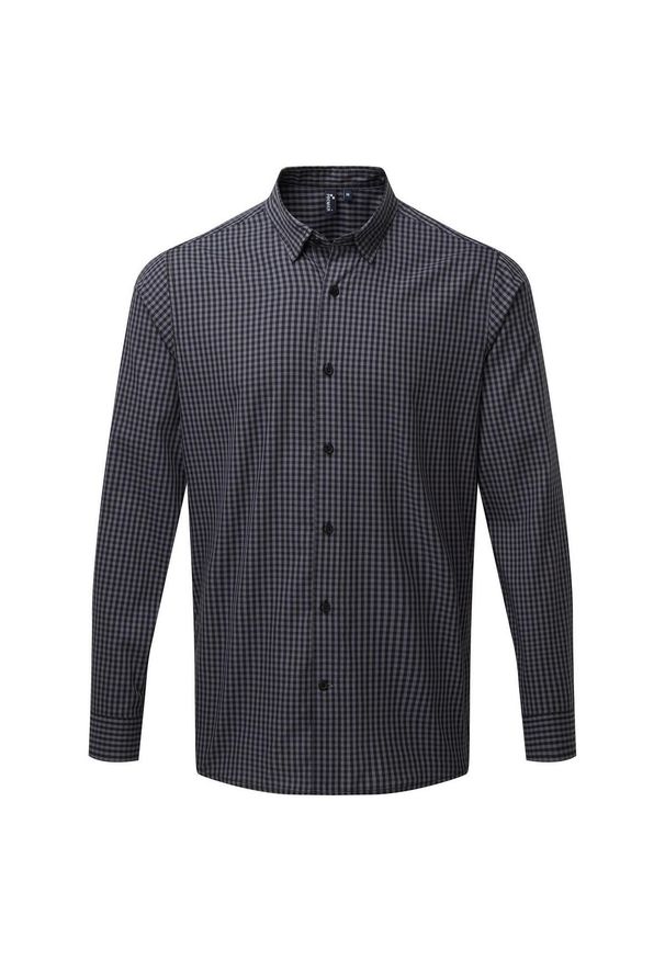 PREMIER - Męska Koszula Z Długim Rękawem Maxton W Kratę. Okazja: na co dzień. Kolor: szary, wielokolorowy, czarny. Długość rękawa: długi rękaw. Długość: długie. Styl: casual