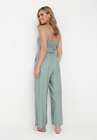 Born2be - Zielony Kombinezon na Cienkich Ramiączkach z Kieszeniami Zindia. Kolor: zielony. Długość rękawa: na ramiączkach #3