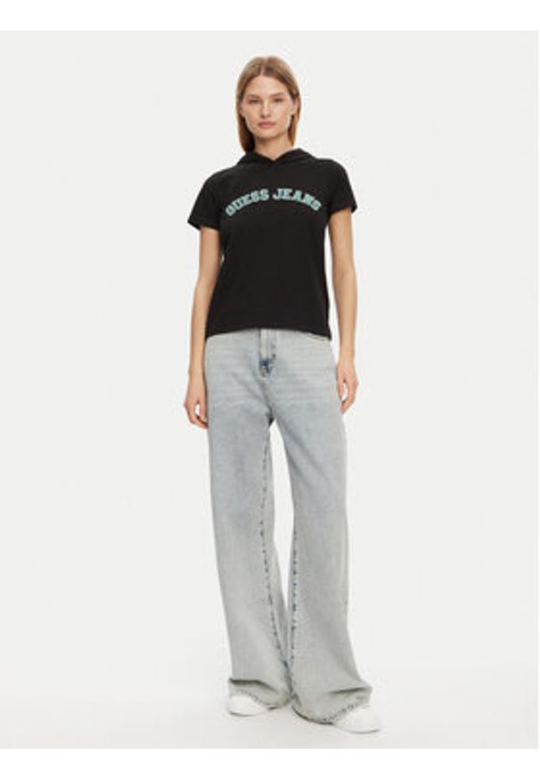 Guess T-Shirt W5GP28 J1314 Czarny Regular Fit. Kolor: czarny. Materiał: bawełna