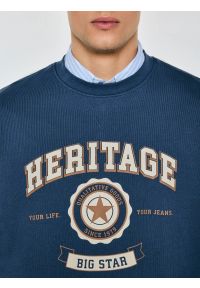 Big-Star - Bluza męska z nadrukiem niebieska Leonar 402. Okazja: na co dzień, do pracy. Kolor: niebieski. Materiał: dzianina, jeans, materiał. Wzór: nadruk. Styl: casual, klasyczny #5