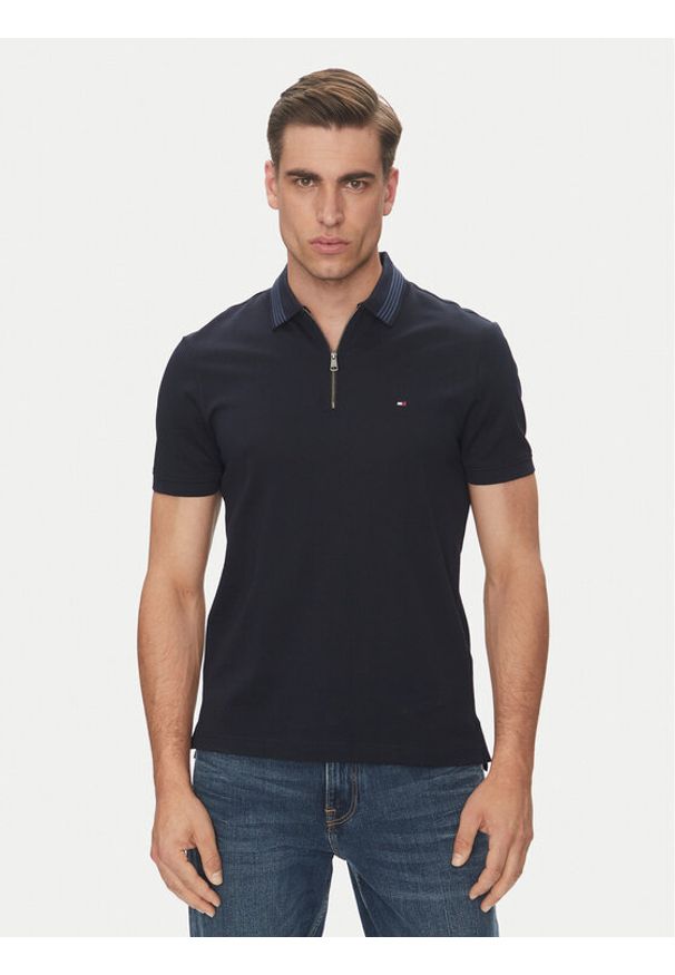 TOMMY HILFIGER - Tommy Hilfiger Polo MW0MW38473 Granatowy Regular Fit. Typ kołnierza: polo. Kolor: niebieski. Materiał: bawełna