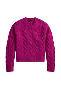 Polo Ralph Lauren Sweter 211A91216001 Różowy Straight Fit. Typ kołnierza: polo. Kolor: różowy. Materiał: wełna