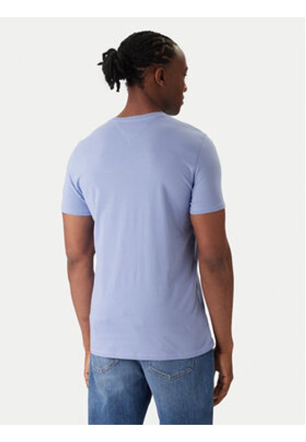 Tommy Jeans T-Shirt DM0DM04411 Niebieski Slim Fit. Kolor: niebieski. Materiał: bawełna