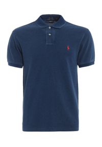 Ralph Lauren - RALPH LAUREN - Koszulka Polo Slim Fit. Typ kołnierza: polo. Kolor: niebieski. Materiał: bawełna. Wzór: aplikacja, haft #1