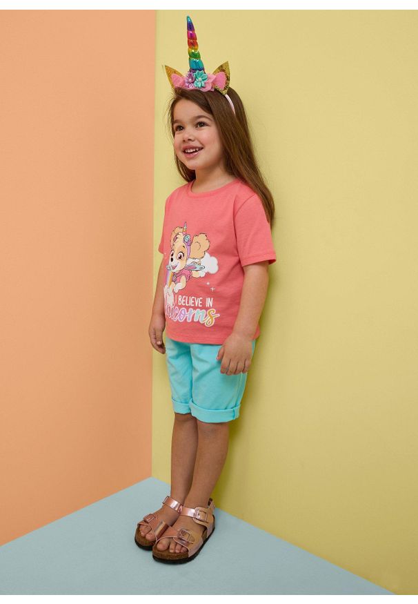 bonprix - T-shirt z czystej bawełny z motywem Psiego Patrolu. Kolor: różowy. Materiał: bawełna. Długość rękawa: krótki rękaw. Długość: krótkie