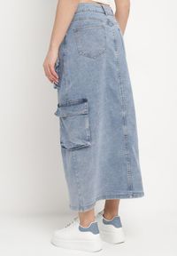 Born2be - Niebieska Jeansowa Spódnica z Wysokim Stanem z Guzikami i Ozdobnymi Kieszeniami Teruna. Okazja: na co dzień. Stan: podwyższony. Kolor: niebieski. Materiał: jeans. Styl: elegancki, casual #7