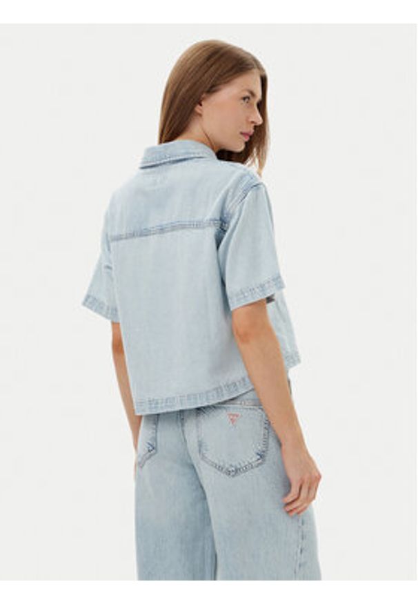 Guess Jeans Koszula W5GH0F D5M83 Niebieski Regular Fit. Kolor: niebieski. Materiał: bawełna