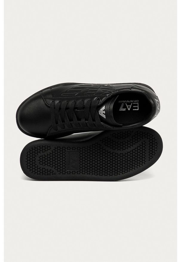 EA7 Emporio Armani - Buty skórzane. Nosek buta: okrągły. Zapięcie: sznurówki. Kolor: czarny. Materiał: skóra, guma. Obcas: na obcasie. Wysokość obcasa: niski