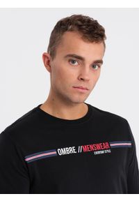 Ombre Clothing - Longsleeve męski z nadrukiem - czarny V1 OM-LSPT-0119 - S. Kolor: czarny. Materiał: bawełna. Długość rękawa: długi rękaw. Długość: długie. Wzór: nadruk #4