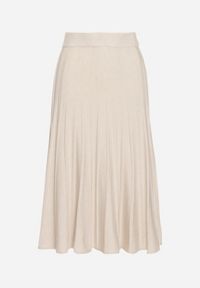 Born2be - Beżowa Rozkloszowana Plisowana Spódnica Dzianinowa Tussana. Okazja: na co dzień. Stan: podwyższony. Kolor: beżowy. Materiał: dzianina. Styl: casual #7