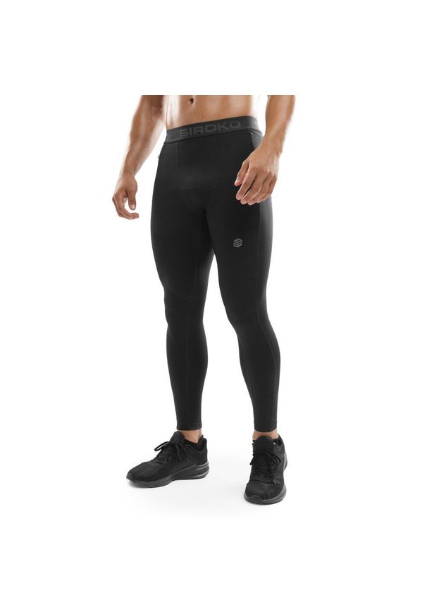 SIROKO - Męskie legginsy treningowe Fitness Siroko Pioneer. Kolor: czarny. Materiał: materiał. Sport: fitness