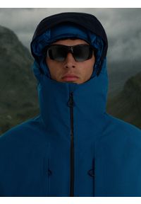 4f - 4F Kurtka trekkingowa przeciwdeszczowa membrana 20000+ męska - niebieska S. Kolor: niebieski. Materiał: materiał. Długość rękawa: raglanowy rękaw. Technologia: Primaloft. Długość: długie. Sport: turystyka piesza, wspinaczka #2