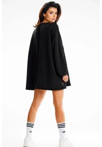 Infinite You - Bluza damska oversize długa z kieszenią kangurka czarna. Okazja: na co dzień. Kolor: czarny. Długość: długie. Styl: casual #3