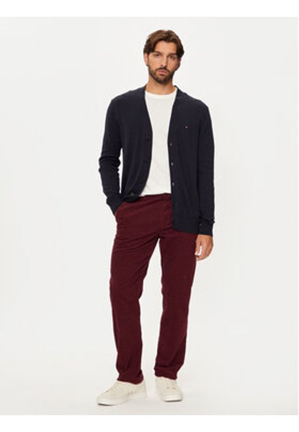 TOMMY HILFIGER - Tommy Hilfiger Spodnie materiałowe MW0MW32932 Bordowy Regular Fit. Kolor: czerwony. Materiał: sztruks
