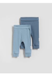 Reserved - Bawełniane legginsy 2 pack - granatowy. Kolor: niebieski. Materiał: bawełna