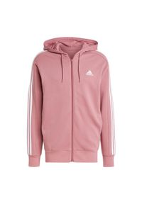 Adidas - Essentials French Terry 3-Stripes Full-Zip Hoodie. Typ kołnierza: kaptur. Kolor: różowy