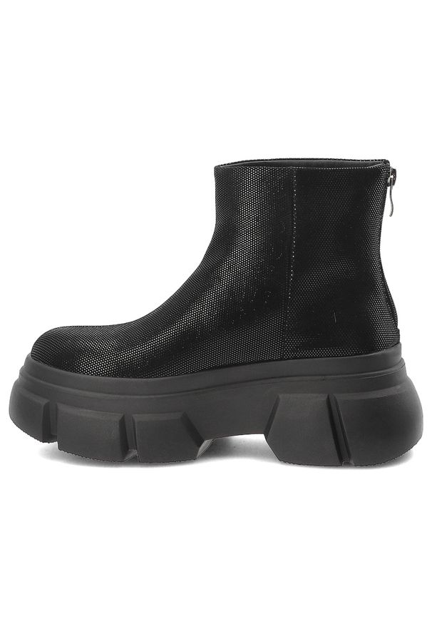 Czarne Botki S.Barski Modne Buty Damskie. Okazja: na co dzień. Kolor: czarny. Materiał: jeans. Szerokość cholewki: normalna. Sezon: zima, jesień. Obcas: na platformie. Styl: casual