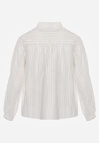 Born2be - Biała Bawełniana Rustykalna Koszula ze Stójką i Koronkowymi Wstawkami Felielia. Okazja: na co dzień. Typ kołnierza: kołnierzyk stójkowy. Kolor: biały. Materiał: bawełna, koronka. Styl: casual, elegancki #2