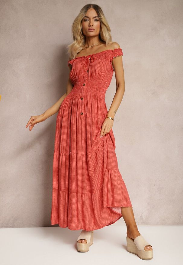 Renee - Czerwona Sukienka Kilroy. Kolor: czerwony. Długość rękawa: bez rękawów. Sezon: lato. Typ sukienki: rozkloszowane. Styl: boho. Długość: maxi