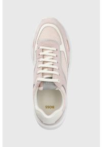 BOSS buty Skylar 50475673.684 kolor różowy. Nosek buta: okrągły. Zapięcie: sznurówki. Kolor: różowy. Materiał: guma. Obcas: na obcasie. Wysokość obcasa: niski #5