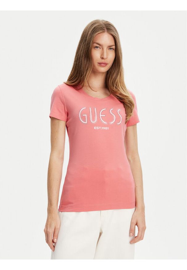 Guess T-Shirt W5YI05 J1314 Różowy Regular Fit. Kolor: różowy. Materiał: bawełna